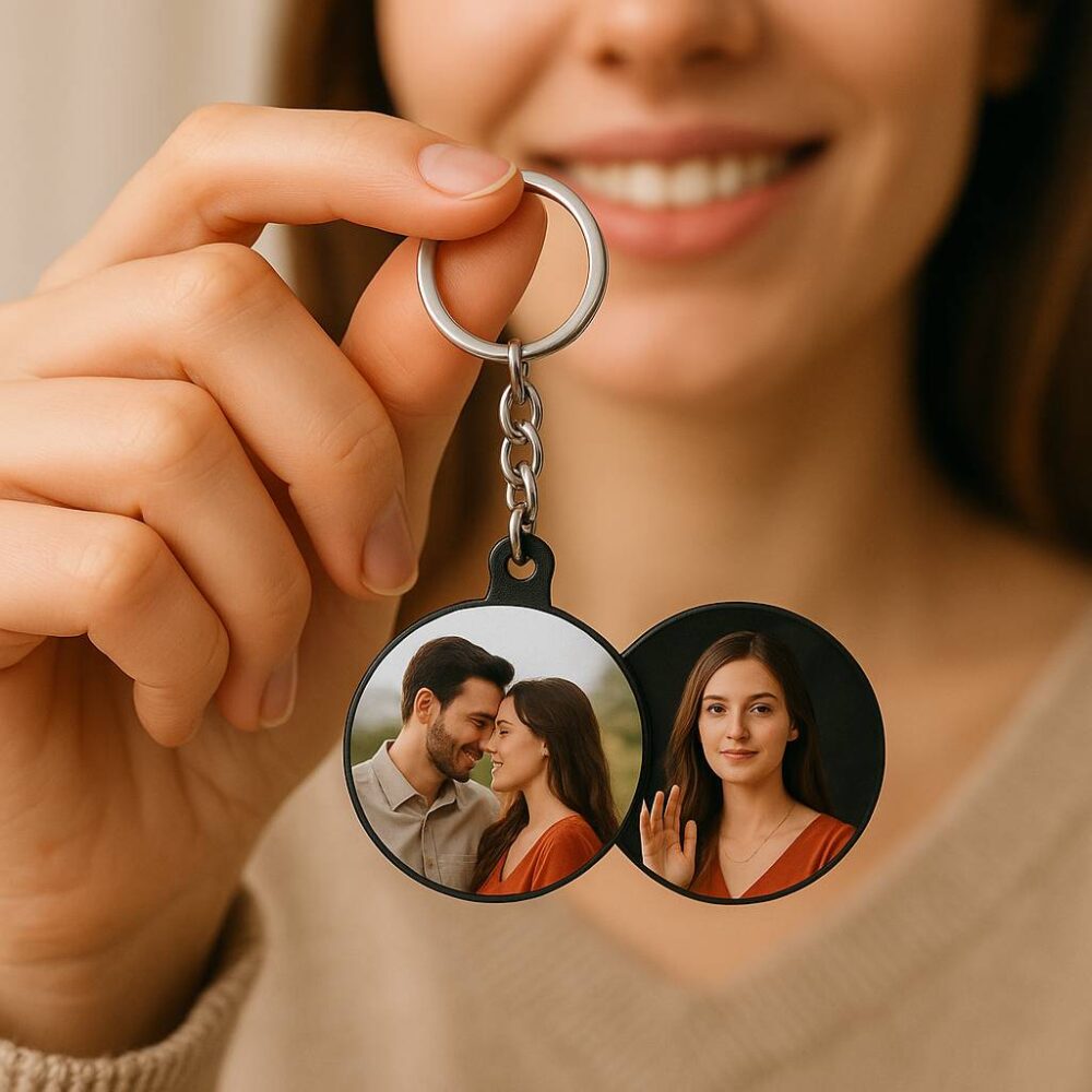 Double Side Round Custom Photo Keychain